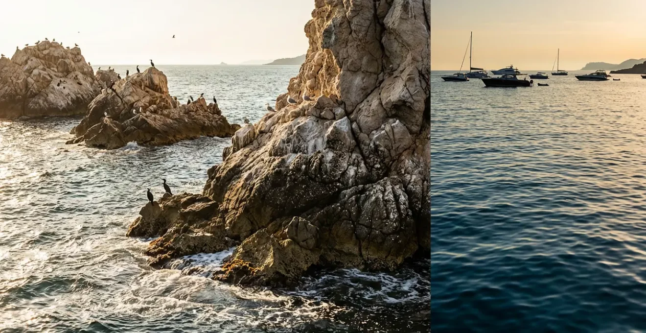 Vue comparative montrant le contraste entre îlots déserts et zones de mouillage fréquentées
