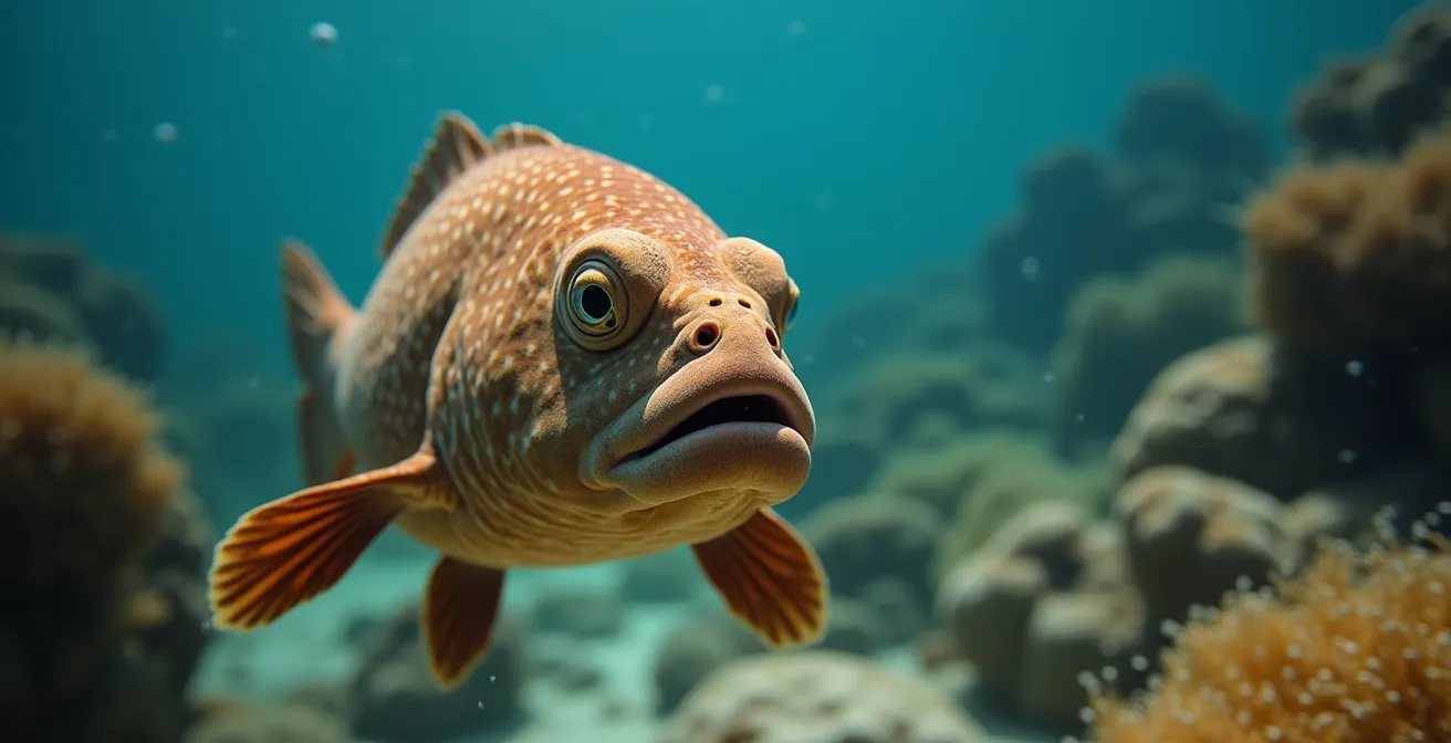 Mérou brun curieux s'approchant d'un plongeur dans une réserve marine corse