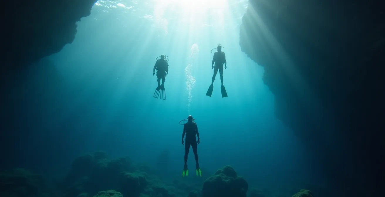 Schéma de progression d'un plongeur montrant l'évolution des profondeurs accessibles